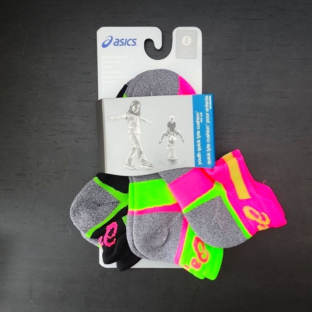 ASICS Youth Quick Lyte Cushion Low Cut Sock (Pack of 3), Medium